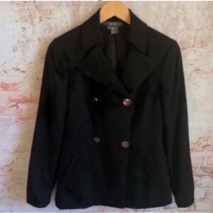 Anthro Per Se Wool Blend Double Breasted Black Jacket